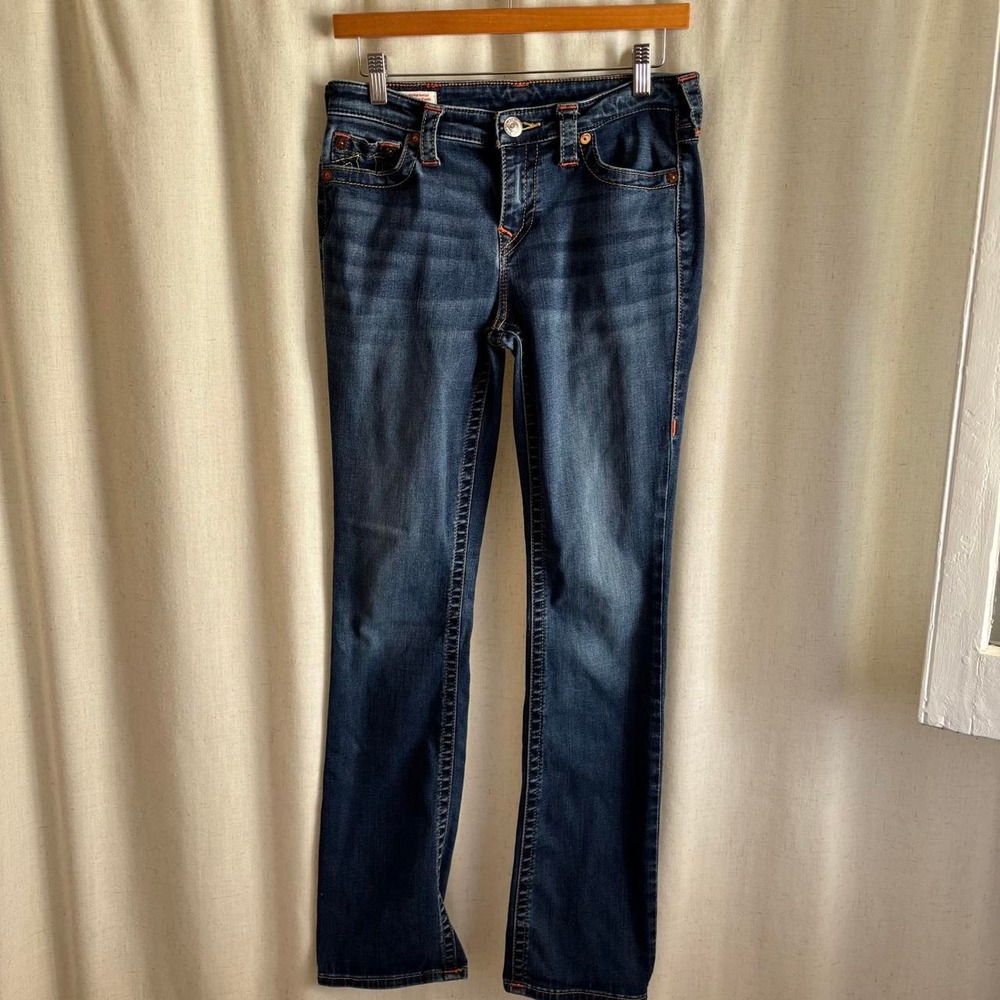 Y2K "Becca mid rise bootcut" true religion jeans size 30 medium wash world tour